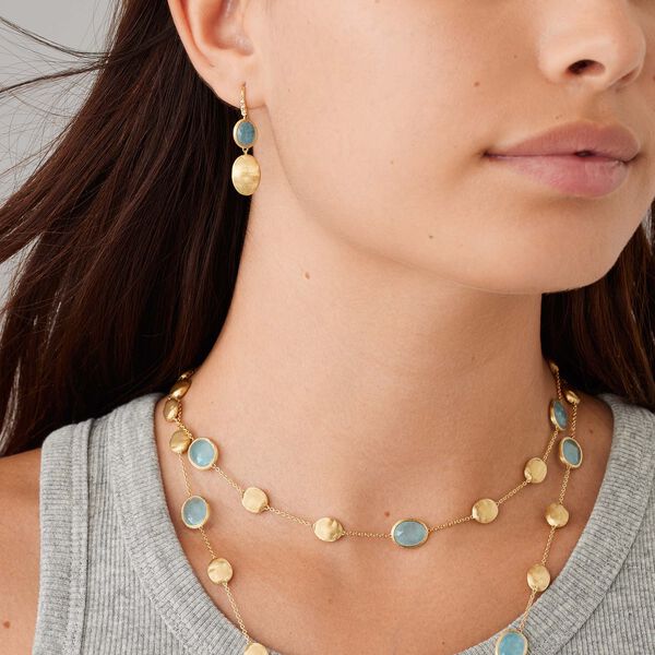 Siviglia Yellow Gold, Aquamarine and Diamond Drop Earrings